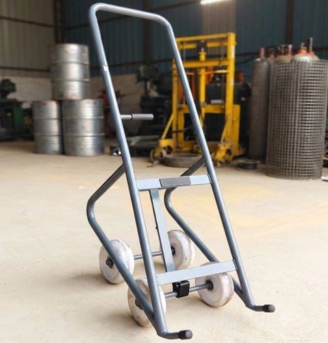 Industrial Four Wheel Drum Trolley Side View